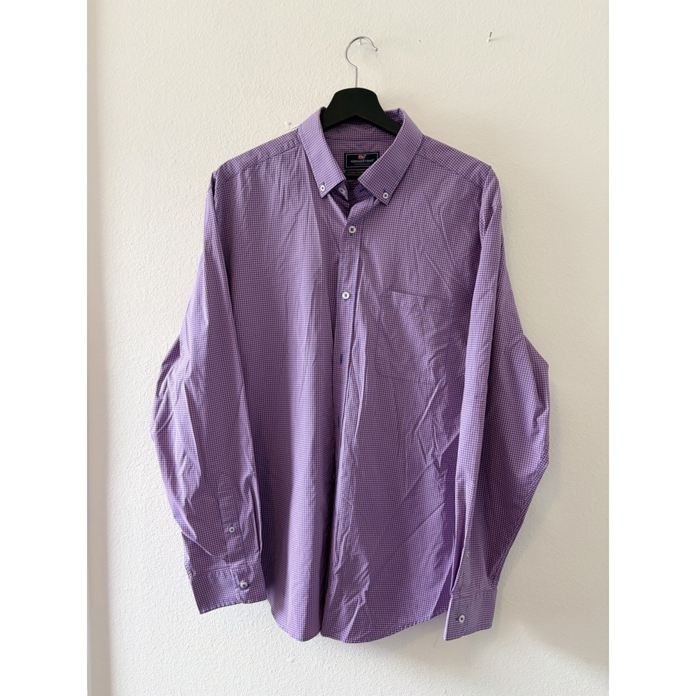 Vineyard Vines Murray Shirt Mens L Blue Pink Gingham Performance Button Down